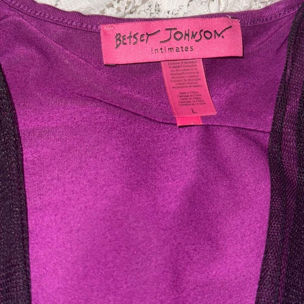 Vintage BETSEY JOHNSON purple  and black Robe size LARGE like new !!!! 🪻🪻🪻🪻 - Picture 9 of 14